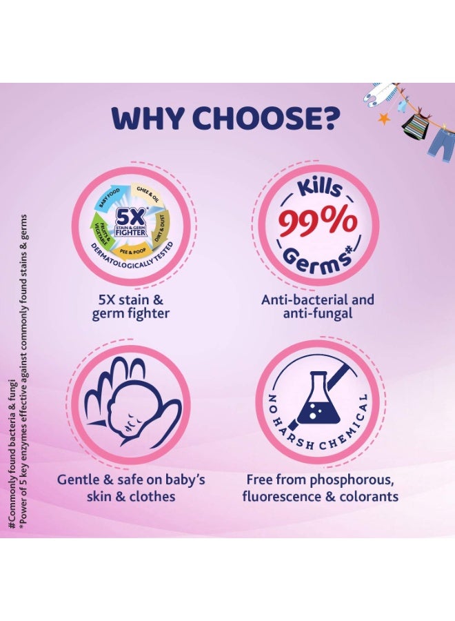 Chicco Baby Laundry Detergent 1L Pouch - Delicate Flowers | Liquid Detergent for Baby Clothes | Kills 99% Bacteria and Fungi | 5X Stain Fighter | Free From Harsh Chemicals & Colorants - Image 2